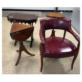 1309	4 PC LOT INCLUDING VICTORIAN BEDROOM TABLE, CLOVERLEAF STAND, VAN SCIVER HANKERCHIEF TABLE AND 