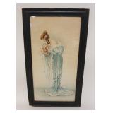 1326	LILLIAN NOLL GODBOY WATERCOLOR OF A LADY W/A BOUQUET OF FLOWERS, 190, 13 5/8 IN X 24 1/4 IN INC