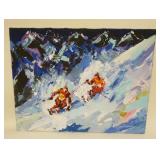 1330	OIL ON CANVAS OF SKIERS, 28 IN X 22 1/4 IN