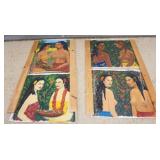1331	4 UNFRAMED OILS ON CANVAS OF POLYNESIAN WOMEN, 27 1/2 IN X 31 IN
