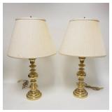 1338	PAIR OF BRASS TABLE LAMPS, 28 1/2 IN HIGH