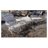 1344	7 PIECE IRON PATIO FURNITURE, LOVE SEAT, ARMCHAIR, NEST OF 3 TABLES & 2 SMALL TABLES