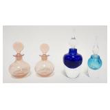 1005	PERFUME BOTTLES GROUP OF FOUR INCLUDING TWO SIGNED VANDERMARK TALLEST APP. 6 3/4 IN H
