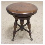 1045	PIANO STOOL W/GLASS BALL & CLAW FOOT