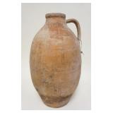 1058	LARGE ANTIQUE EARTHENWARE HANDLED VESSEL W/TAR INTERIOR, APPROXIMATELY 19 1/2 IN HIGH