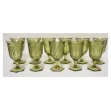 1071	11 OLIVE GREEN FOSTORIA COIN GLASS GOBLETS, 6 1/2 IN H 