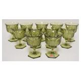1090	11 OLIVE GREEN FOSTORIA COIN GLASS SHERBERTS, 5 1/4 IN H 