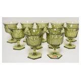 1091	11 OLIVE GREEN FOSTORIA COIN GLASS SHERBERTS, 5 1/4 IN H 
