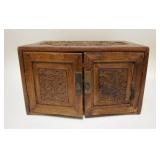 1121	ANTIQUE CARVED LIFT TOP CHEST, 66 1/2 IN WIDE X 23 1/4 IN HIGH X 21 IN DEEP