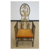 1134	UNUSUAL ORNATE BRASS & IRON ARMCHAIR, 22 IN WIDE X 17 1/2 IN DEEP X 51 IN HIGH