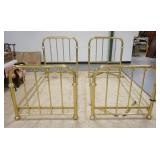 1155	PAIR OF BRASS TWIN BEDS W/ RAILS 
