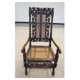 1157	CARVED ARMCHAIR W/TWIST COLUMNS, CARVED FRONT STRETCHER, CANED SEAT & BACK