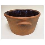 1165	REDWARE BATTER BOWL W/SPOUT & HANDLES, 13 1/4 IN DIAMETER X 6 7/8 IN HIGH