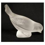 1174	SIGNED LALIQUE FROSTED CRYSTAL BIRD, 4 3/4 IN LONG