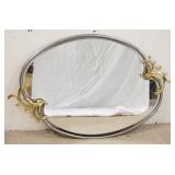 1178	OVAL MIRROR IN METAL FRAME W/BRASS DECORATIONS, 44 IN X 27 1/2 IN