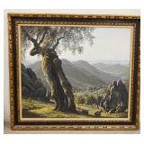 1180	LARGE OIL ON CANVAS SIGNED F FERNANDEZ, MOUNTAIN LANDSCAPE, 47 IN X 41 IN INCLUDING FRAME