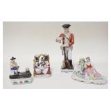 1183	4 PORCELAIN FIGURES, MATCHBOX, DOUBLE BUD VASE, BOY & GIRL W/LAMB & PUPPY & A SOLDIER, 8 1/2 IN