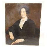 1202	OIL ON CANVAS PORTRAIT OF A LADY, NOT FRAMED, 25 IN X 30 IN