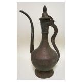 1206	LARGE HAND MADE COPPER EWER, 19 1/2 IN HIGH