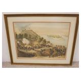 1221	LARGE PRINT SIEGE OF VICKSBURG, KURZ & ALLISON, 1888, 32 1/4 IN X 25 1/2 IN INCLUDING FRAME