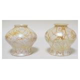 1224	PAIR OF SIGNED STEUBEN ART GLASS SHADES, CALCITE OVER GOLD W/GOLD HEART & VINE
