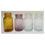 1248	4 CANNING JARS INCLUDES AMETHYST QUICK SEAL, 2 SUN, AMBER LIGHTNG