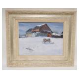 1250	FANK E ZUCCARELLI OIL ON CANVAS *MORE SNOW*, HAS ORIGINAL LABEL & ARTIST BIOGRAPHY, NJ ARTIST