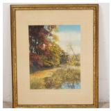 1251	WALLACE NUTTING PRINT *A LEAF STREWN BROOK*, SOME PAINT LOSS ON THE ORIGINAL FRAME, 17 1/2 IN X