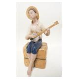 1255	PORLANA ARTISTICA LEVANTINA FIGURE OF A BOY PLAYING A BANJO, SPAIN, 10 1/8 IN HIGH
