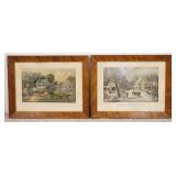 1262	2 CURRIER & IVES AMERICAN HOMESTEAD REPRINTS IN BIRDSEYE MAPLE FRAMES, SUMMER & WINTER, 18 1/2 