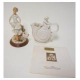 1264	ITALIAN PORCELAIN FIGURE & LENOX SIR WALTER VASE, TALLEST IS 9 3/4 IN