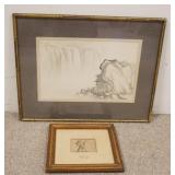 1265	2 PIECES ARTWORK, ASIAN LANDSCAPE & JACQUES CALLOT, LARGEST IS 20 1/2 IN X 16 1/8 IN INCLUDING 