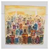 1267	ZABO MODERN PAINTING OF A CITY STREET, 1982, HAS INSCRIPTION BY SIGNATURE *CENTRAL AVENUE DEDIC