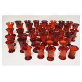1282	38 PIECE FENTON LINCOLN INN RED STEMWARE, 4 SIZES, TALLEST IS 6 IN