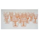 1283	18 PIECE FENTON LINCOLN INN PINK STEMWARE, 2 SIZES, TALLEST IS 6 IN