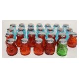 1295	26 FOSTORIA COIN SALT SHAKERS, 14 LIGHT BLUE, 11 RED & ONE GREEN