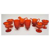 1300	8 PIECES RED FOSTORIA W/MESA, JAMESTOWN, ETC, TALLEST IS 5 3/4 IN