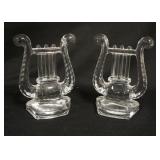 1301	PAIR OF CRYSTAL LYRE BOOKENDS, 5 1/2 IN HIGH X 7 3/4 IN WIDE