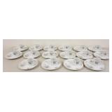 1315	ROYAL GEOFFREY FINE CHINA SNACK/LUNCHEON SETS, 16 CUPS & PLATES W/FLORAL DECORATIONS & GOLD RIM