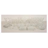 1317	LARGE LOT OF CLEAR FOSTORIA COIN GLASS, PITCHERS, GOBLETS, CIGARETTE BOXES, ETC