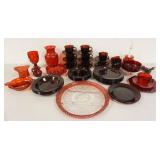 1328	LOT OF MISC RED GLASS INCLUDING ROYAL RUBY, 3 PIECES ARE RED STAINED