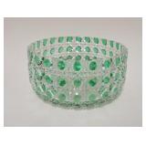 1012	GREEN CUT TO CLEAR CUT GLASS BOWL, APPROXIMATELY 7 1/2 IN X 3 3/4 IN HIGH