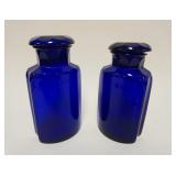 1016	COLBALT APOTHOCARY JARS, UNUSUAL SHAPE W/GROUND & POLISHED BOTTOMS