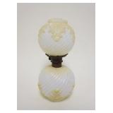 1018	MINIATURE ANTIQUE MILK GLASS KEROSENE LAMP, APPROXIMATELY 9 IN HIGH