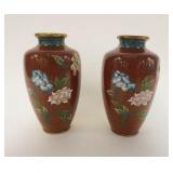 1032	PAIR OF CLOISONNE VASES, APPROXIMATELY 8 IN HIGH