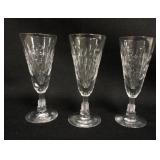 1037	LIBBY NASH LUCERRE 1933 CORDIALS, ART DECO SKYSCAPER STEM PATTERN, LOT OF 3, APPROXIMATELY 3 3/