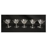 1039	LIBBY NASH LUCERRE 1933 WINE GLASSES, ART DECO SKYSCAPER STEM PATTERN, LOT OF 5, APPROXIMATELY 