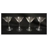 1040	LIBBY NASH LUCERRE 1933 WINE GLASSES, ART DECO SKYSCAPER STEM PATTERN, LOT OF 4, APPROXIMATELY 
