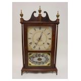 1053	ELI TERRY & SONS PILLAR & SCROLL SHELF CLOCK, PAINT LOSS ON LOWER DOOR, APPROXIMATELY 4 1/2 IN 