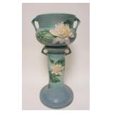 1060	ROSEVILLE BLUE WATER LILY JARDINIERE & PEDISTAL, 663-8, APPROXIMATELY 21 1/4 IN HIGH